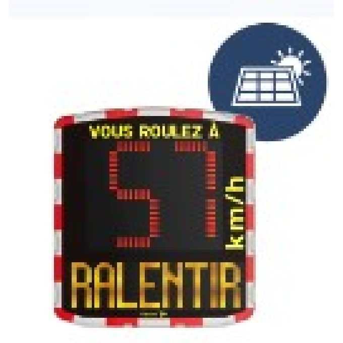 Radar informativ reducere viteza alimentare panou solar Semn de avertizare si mesaj text (portocaliu)